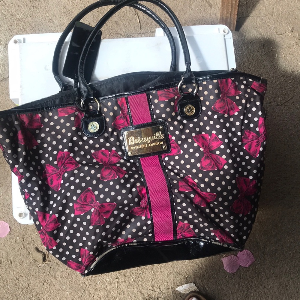 Betsy Johnson purse with bows and polka dots
